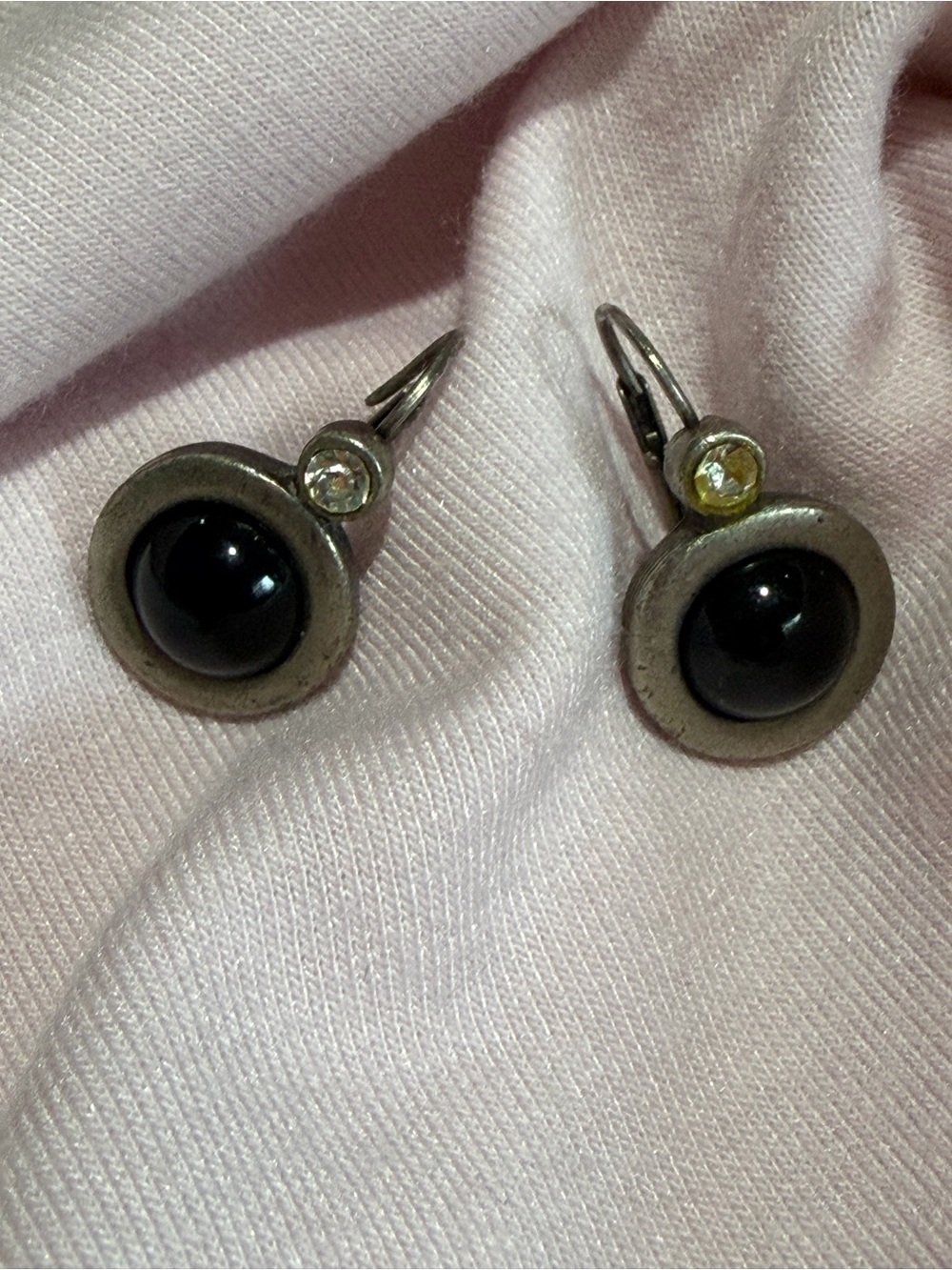 The Limited Silver Drop Earrings with Black Onyx and Clear Accents